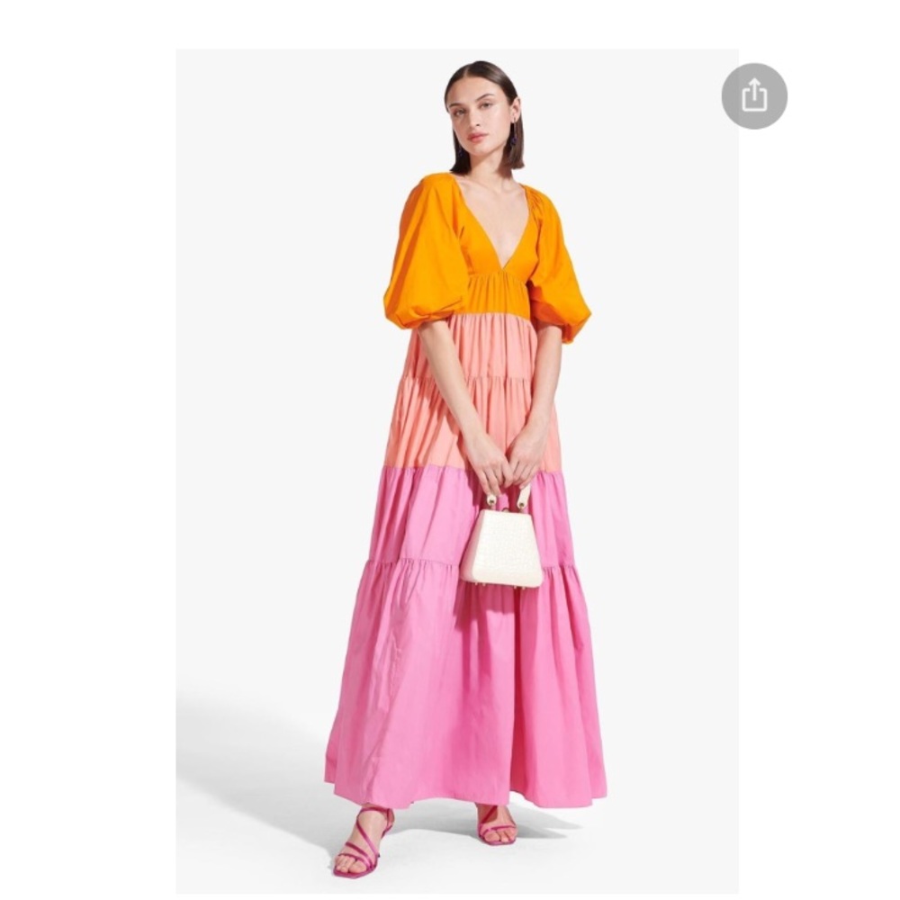 NWT STAUD MEADOW DRESS MONARCH CORAL WILD ORCHID